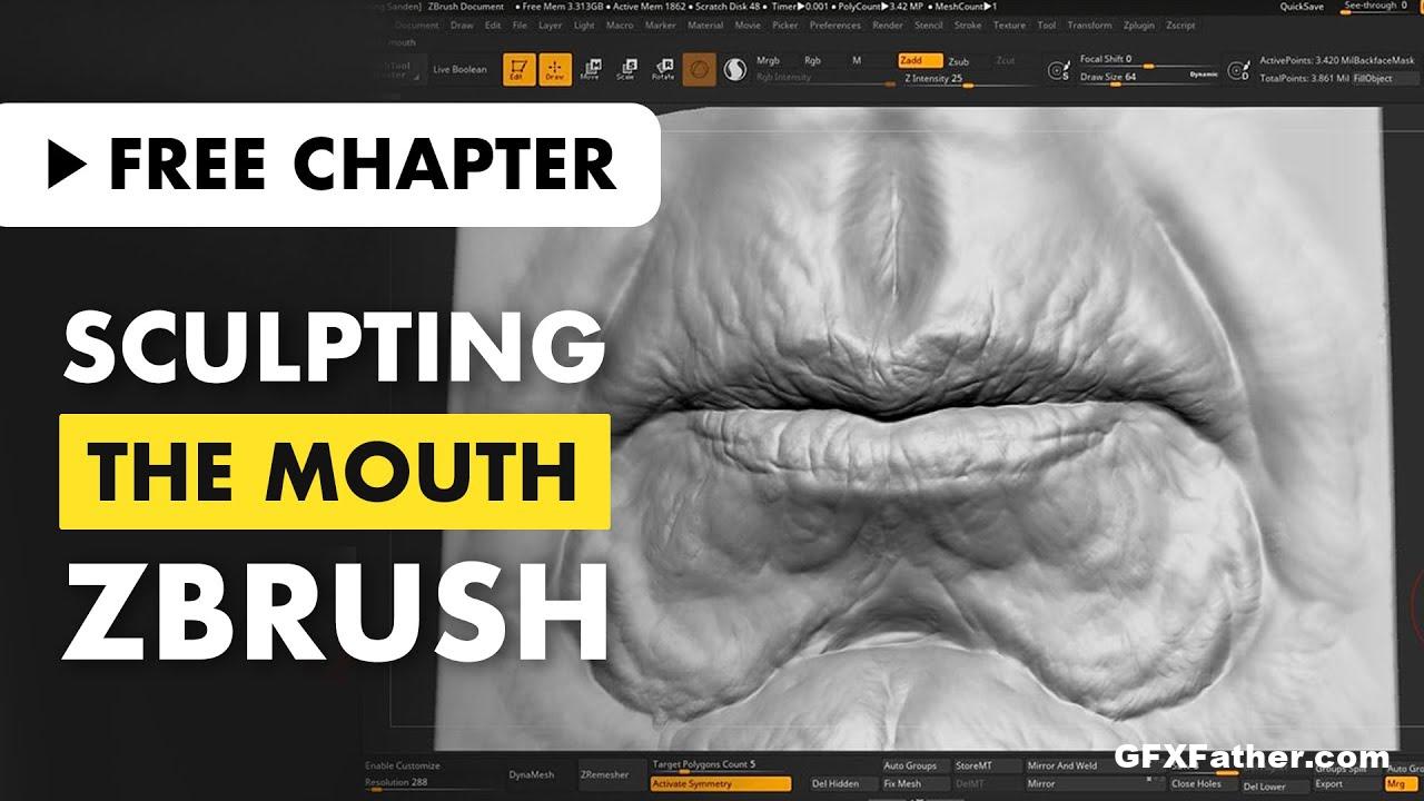 FlippedNormals Sculpting the Facial Features in Zbrush Free Download