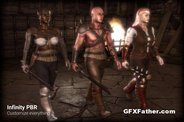 Character Pack Half-Orc Human Elf Male & Female Unity Asset