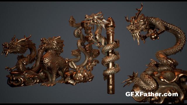 Unreal Engine Chinese Dragon Statues