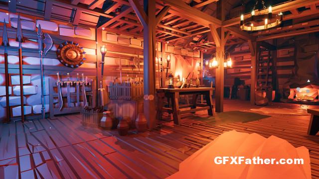 Unreal Engine Low Poly Medieval Interior and Constructions