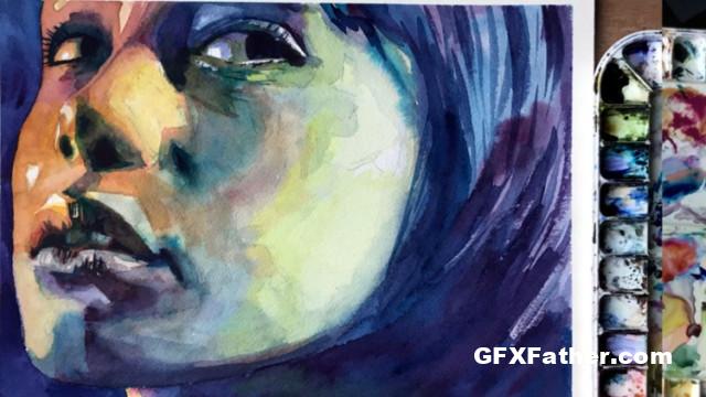 Udemy Portrait Painting From Photograph - Colorful Watercolor