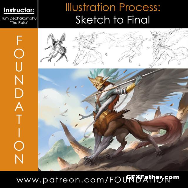 Foundation Patreon - Illustration Process - Sketch to Final with The Rafa