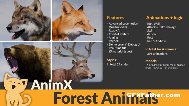 Unreal Engine AnimX Forest Animals (5.1)