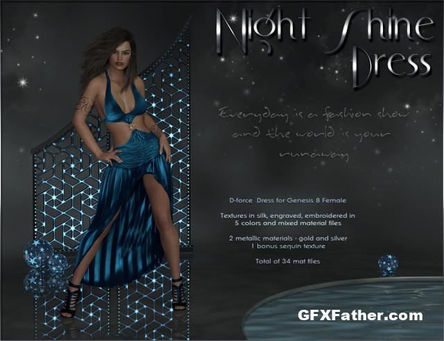 dForce Night Shine Dress for Genesis 8 Females Free Download