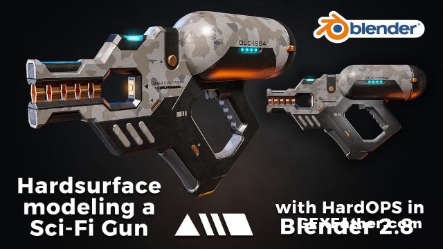 Hardsurface modeling a Sci-Fi Gun with HardOPS in Blender 2.8 Free Download