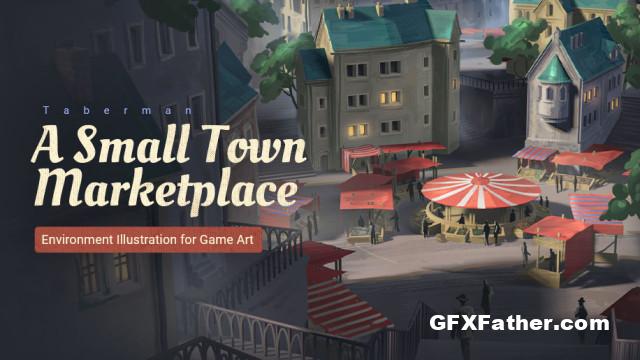 Wingfox – Environment Illustration for Game Art A Small Town Marketplace