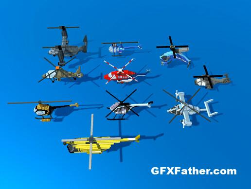 Unity Asset Simple Voxel Helicopters Pack v1.1