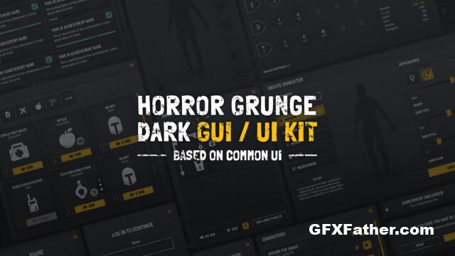 Unreal Engine Horror / Grunge / Military Dark GUI / UI KIT + psd/ai source files