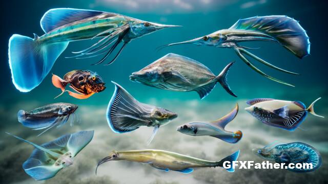 Unreal Engine Alien Fish for School System - Scifi Fantasy Creatures
