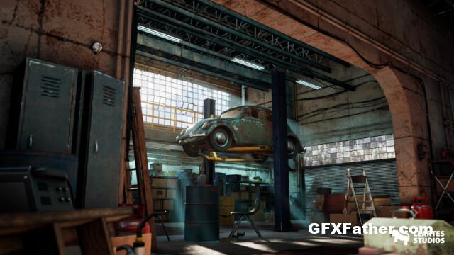 Unreal Engine Garage Warehouse Environment + ULAT ( Garage Warehouse , Modular Garage )