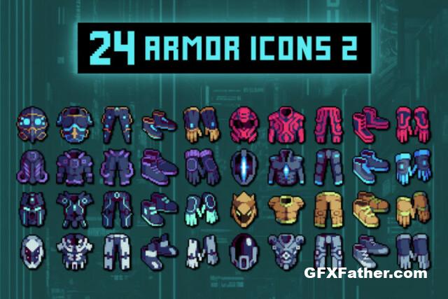 Unity Assets Cyberpunk RPG Armor Pixel Icons Set