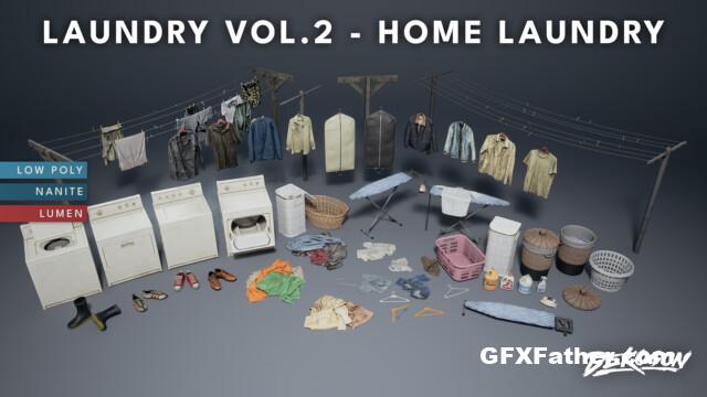 Unreal Engine Laundry VOL.2 - Home Laundry Nanite and Low Poly